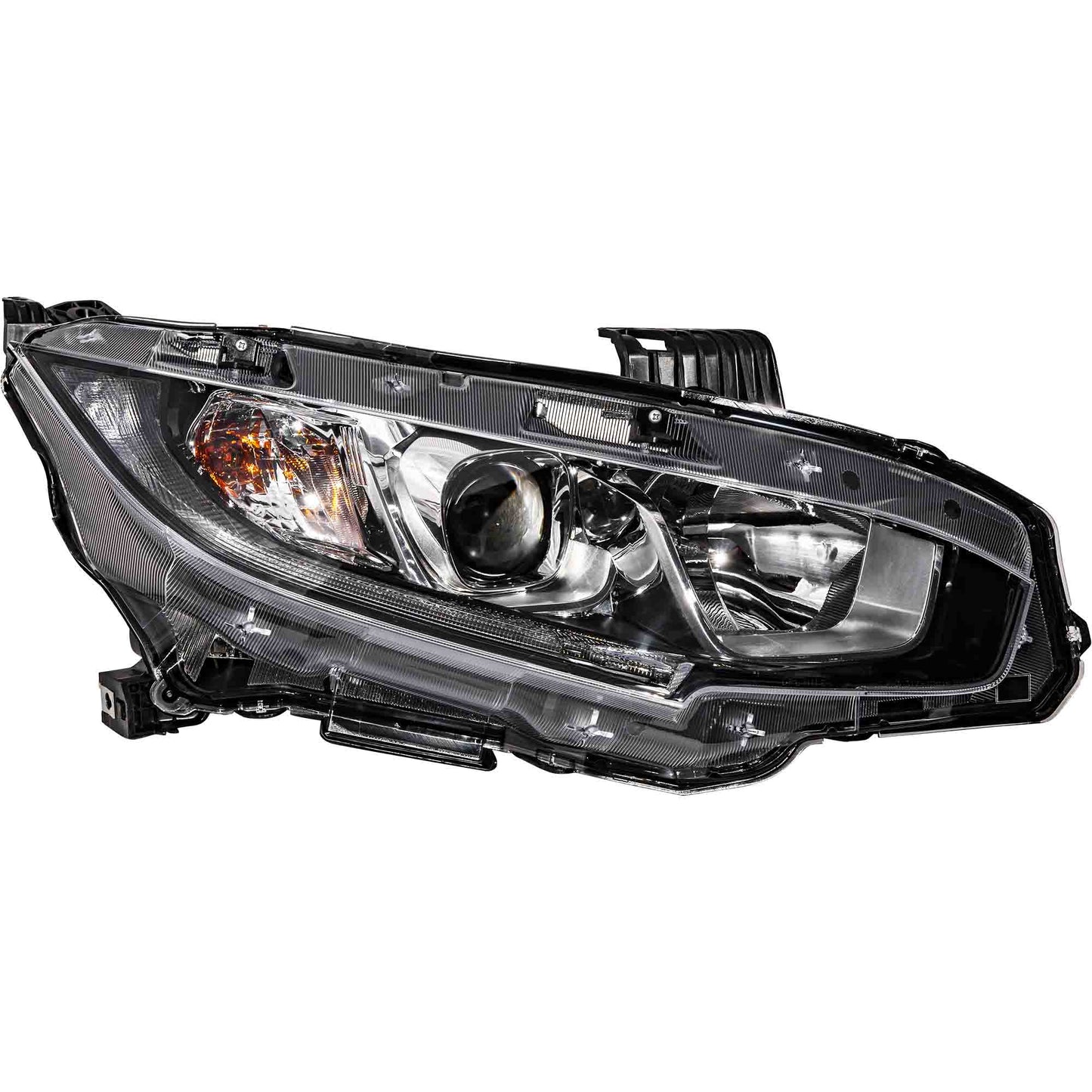 CAPA Certified Halogen Combination Headlight Assembly With Chrome Bezel Passenger Right For 2016-2020 Honda Civic Sedan 2016-2019 Honda Civic Coupe 2017-2018 Honda Civic Hatchback