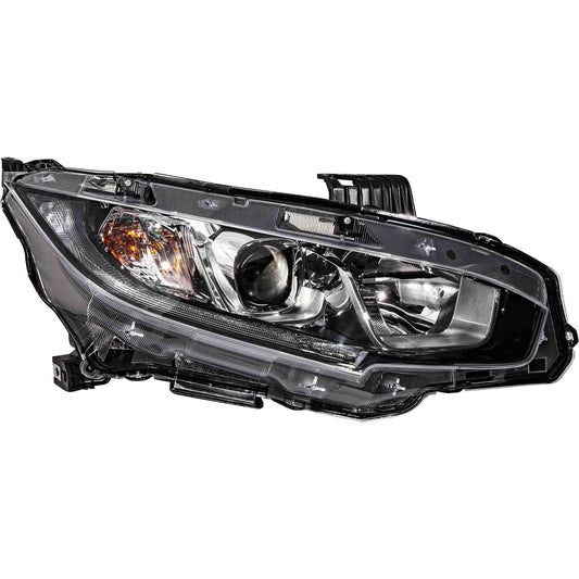 CAPA Certified Halogen Combination Headlight Assembly With Chrome Bezel Passenger Right For 2016-2020 Honda Civic Sedan 2016-2019 Honda Civic Coupe 2017-2018 Honda Civic Hatchback