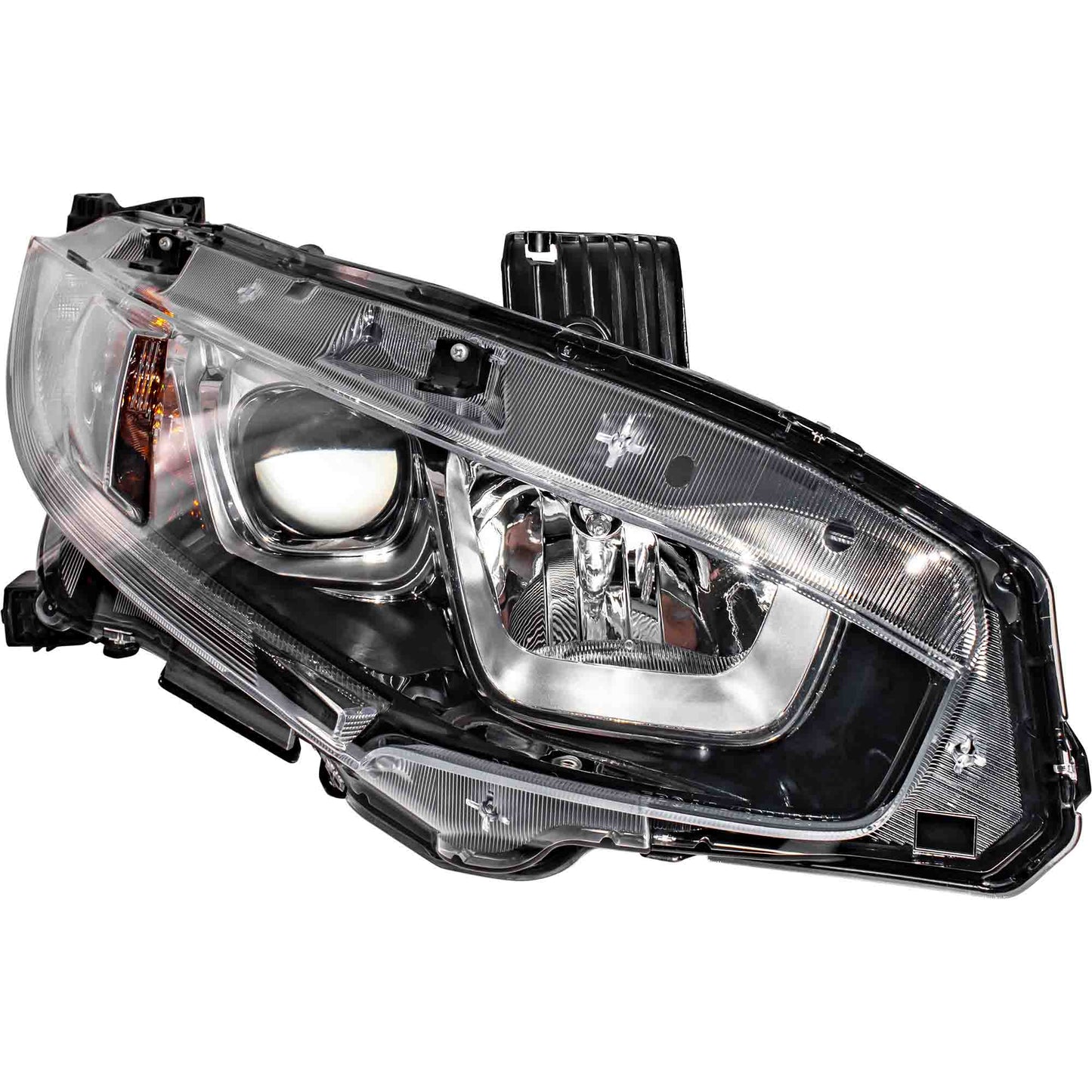 CAPA Certified Halogen Combination Headlight Assembly With Chrome Bezel Passenger Right For 2016-2020 Honda Civic Sedan 2016-2019 Honda Civic Coupe 2017-2018 Honda Civic Hatchback