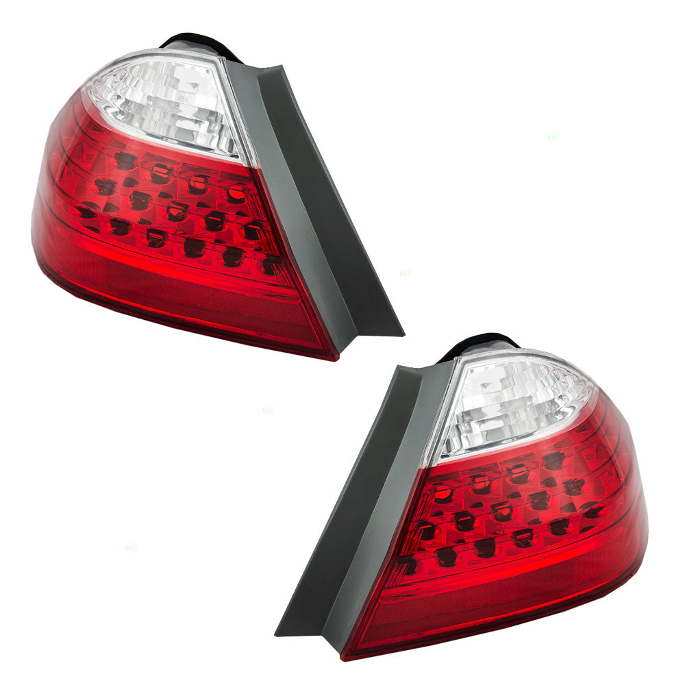 Brock Replacement Driver and Passenger Taillights Tail Lamps with & Red Lens Compatible with 06-07 Accord 33551SDRA01 33501SDRA01