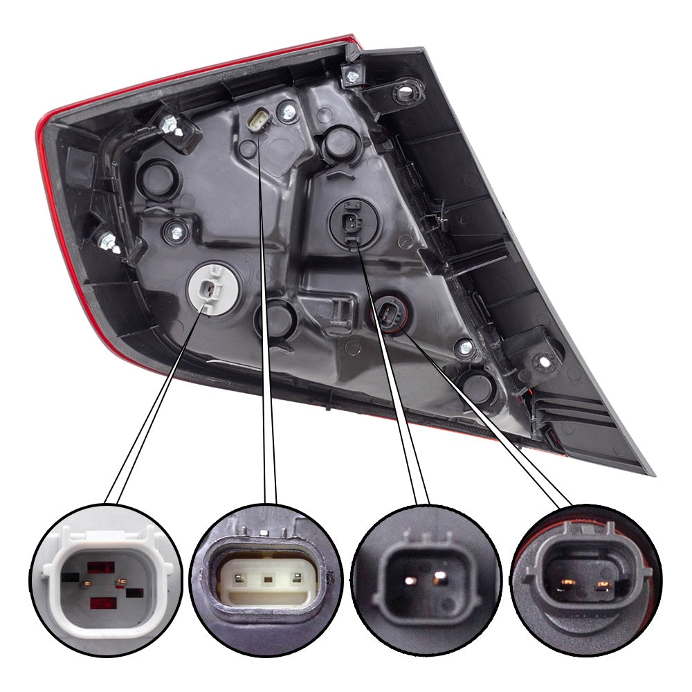 Combination Driver Left Passenger Right Tail Light Assembly Set Body and Lid Mounted 4-piece set for 2016-2021 Honda Civic Sedan