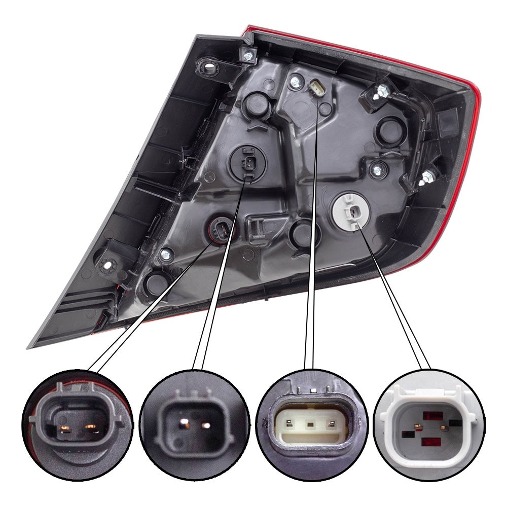 Combination Passenger Right Tail Light Assembly Set Body and Lid Mounted 2 Piece Set for 2016-2021 Honda Civic Sedan