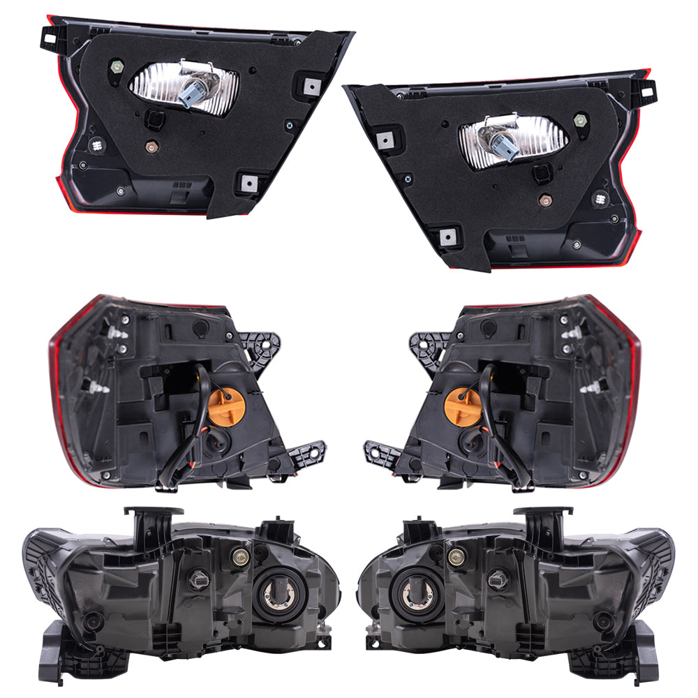 Brock Replacement Driver Left Passenger Right Tail Light & Headlight Assembly 6 Piece Set For 2018-2022 Honda Accord Touring Sedan 2021-2022 Honda Accord Hybrid Touring