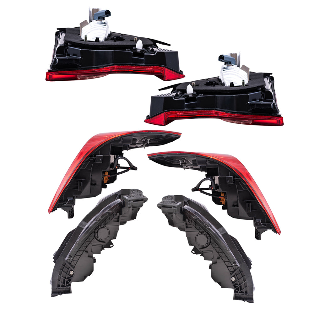 Brock Replacement Driver Left Passenger Right Tail Light & Headlight Assembly 6 Piece Set For 2018-2022 Honda Accord Touring Sedan 2021-2022 Honda Accord Hybrid Touring