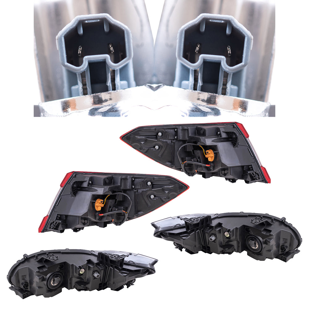 Brock Replacement Driver Left Passenger Right Tail Light & Headlight Assembly 6 Piece Set For 2018-2022 Honda Accord Touring Sedan 2021-2022 Honda Accord Hybrid Touring