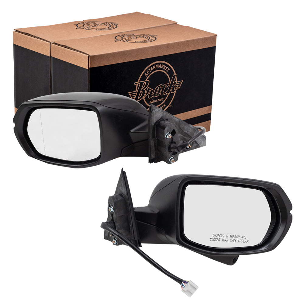 Brock Replacement Power Side View Mirrors Driver and Passenger Heated w/ Signal Compatible with 16-18 HR-V 76258T7W309 76208T7W309
