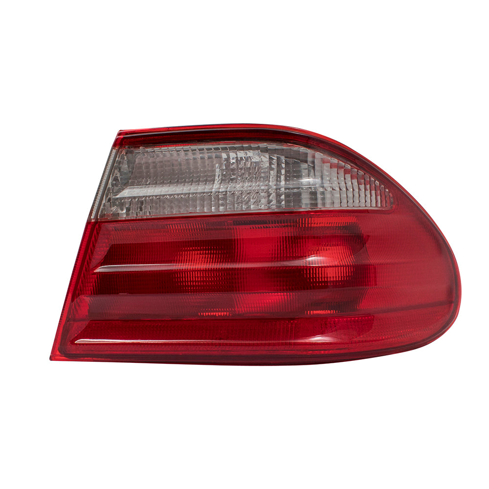 Brock Replacement Passengers Taillight Tail Lamp with Clear and Red Lens Compatible with 2000-2002 E-Class 4-Door Sedan 2108203664