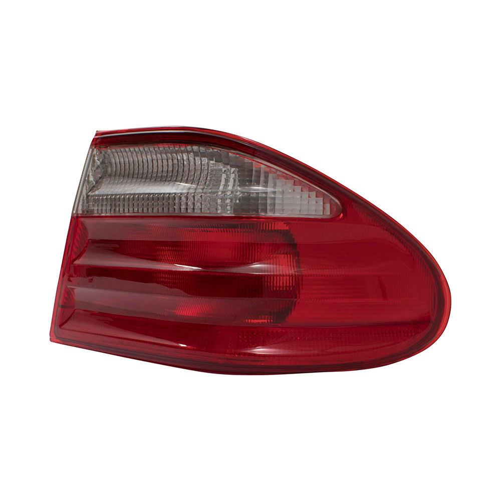 Brock Replacement Passengers Taillight Tail Lamp with Clear and Red Lens Compatible with 2000-2002 E-Class 4-Door Sedan 2108203664