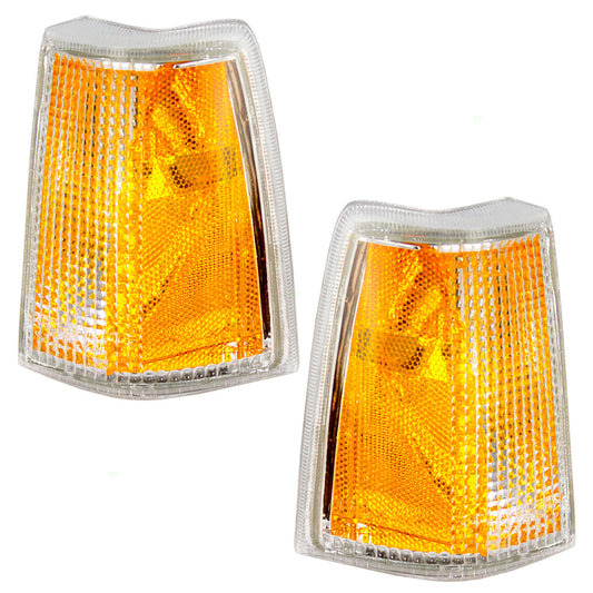 Brock Replacement Driver and Passenger Park Signal Side Marker Lights Lamps Amber Lenses Compatible with 85-89 740 760 Series 1342330-6 1342331-4
