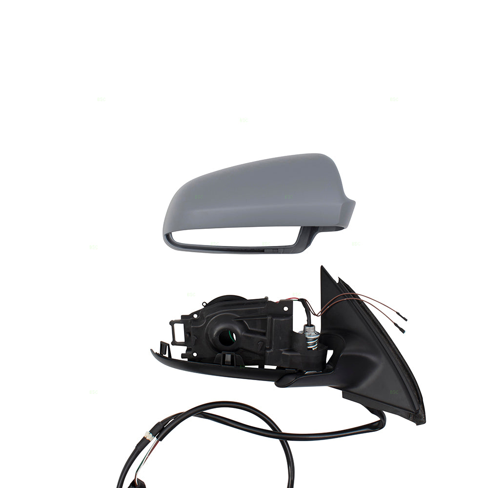 Brock Replacement Passengers Power Side View Mirror Heated PTM Gray Compatible with A4 S4 RS4