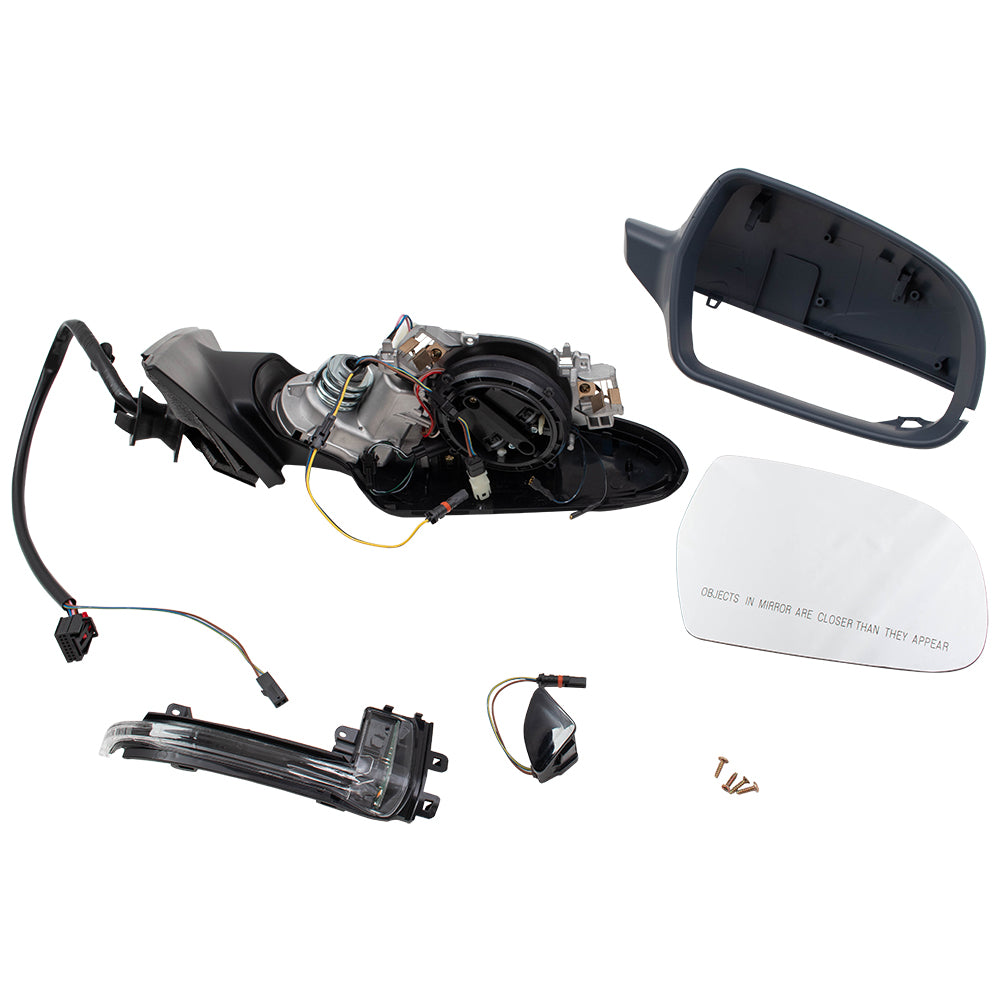 Brock Replacement Pair Power Mirrors Compatible with 2012-2016 A4 Sedan Wagon Driver and Passenger Set Power Folding Heated Signal fits 8K1857409AH01C 8K1857410AH01C