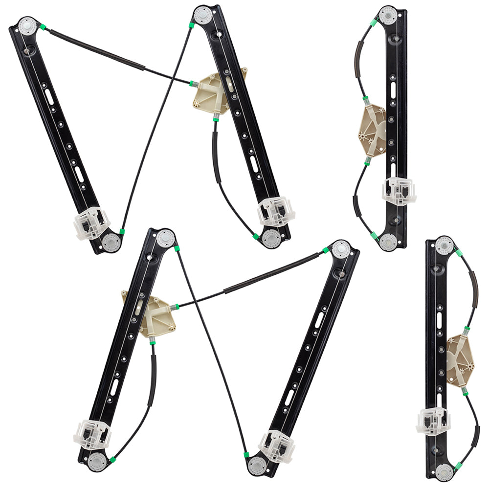 Brock Replacement 4 Piece Set of Front and Rear Power Window Lift Regulators Compatible with 2004-2010 X3 51333448249 51333448250 51353448251 51353448252