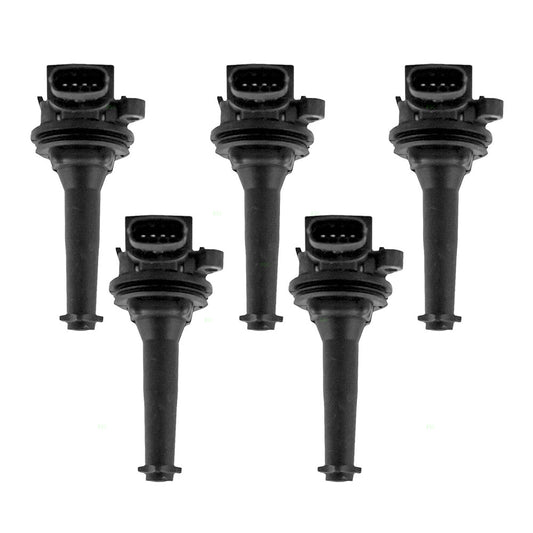 Brock Replacement 5 Piece Set of Five Ignition Spark Plug Coils Compatible with 1999 2000 2001 2002 2003 2004 2005 2006 2007 V70 5 cyl with B5254T2 engine
