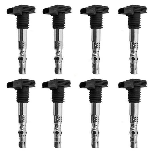 Brock Replacement 8 Piece Set of Eight Ignition Spark Plug Coils Compatible with 2003 2004 2005 Allroad Quattro Wagon 4.2L 8 cyl 06A 905 115 D