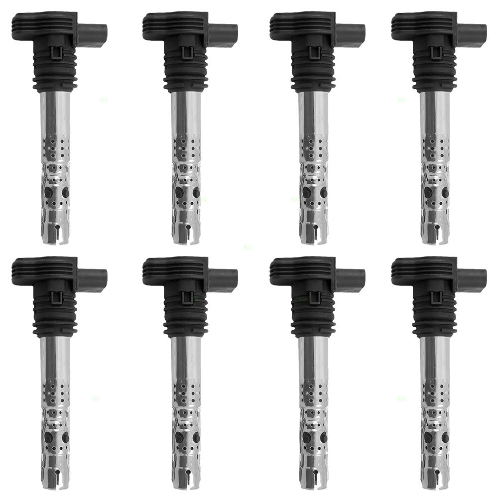 Brock Replacement 8 Piece Set of Eight Ignition Spark Plug Coils Compatible with 2003 2004 2005 Allroad Quattro Wagon 4.2L 8 cyl 06A 905 115 D