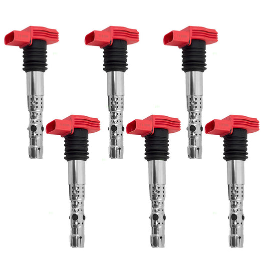 Brock Replacement 6 Piece Set of Six Ignition Spark Plug Coils Compatible with 2002 2003 2004 2005 2006 A4 & A4 Quattro 6 cyl 06C 905 115 M