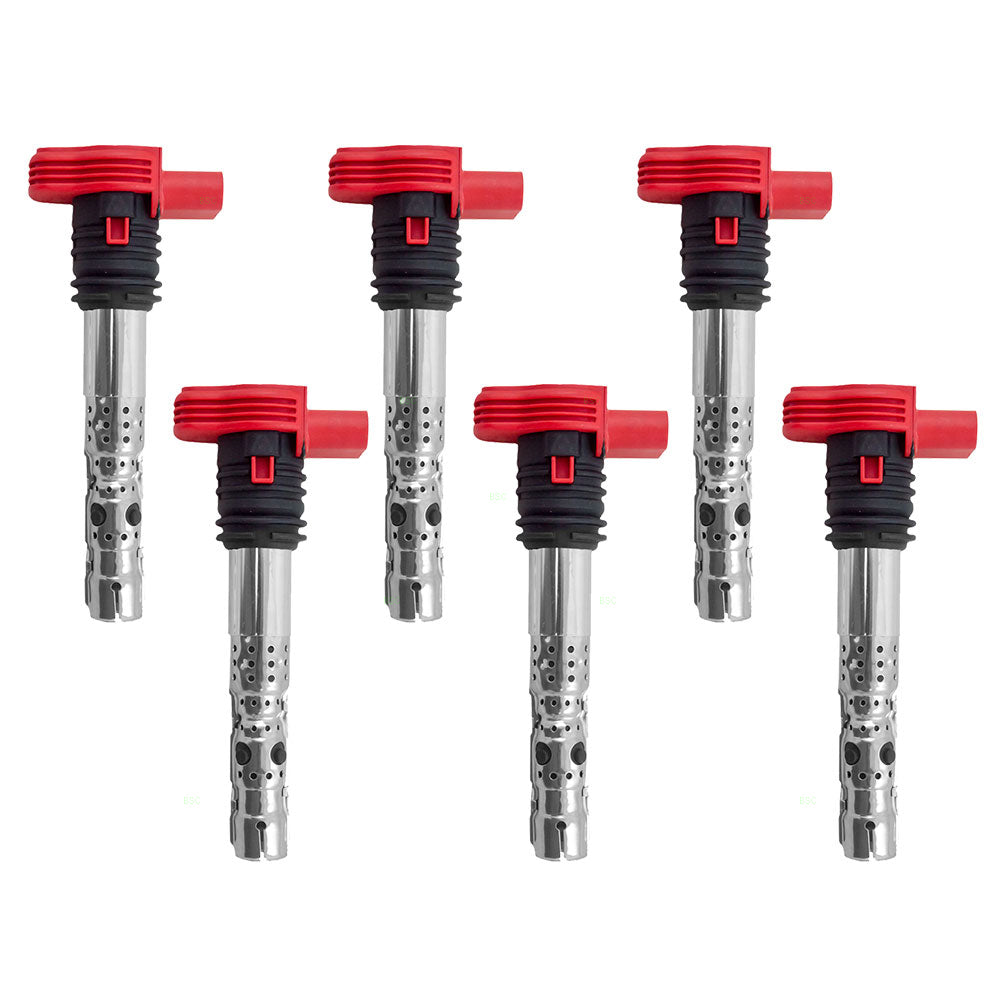 Brock Replacement 6 Piece Set of Six Ignition Spark Plug Coils Compatible with 2002 2003 2004 2005 2006 A4 & A4 Quattro 6 cyl 06C 905 115 M