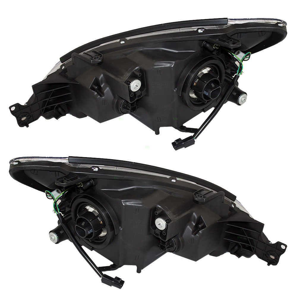 Brock Replacement Driver and Passenger Headlights Headlamps with Smoke Lens Compatible with 04-07 Lancer MN154899 MN154900