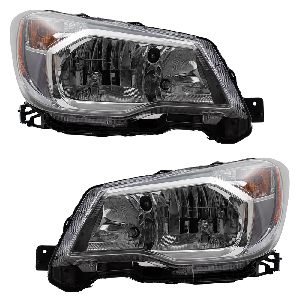 Brock Replacement Pair Headlights Driver and Passenger Halogen Headlamp Set Compatible with 2014-2016 Forester 2.0L 84001SG111 84001SG101