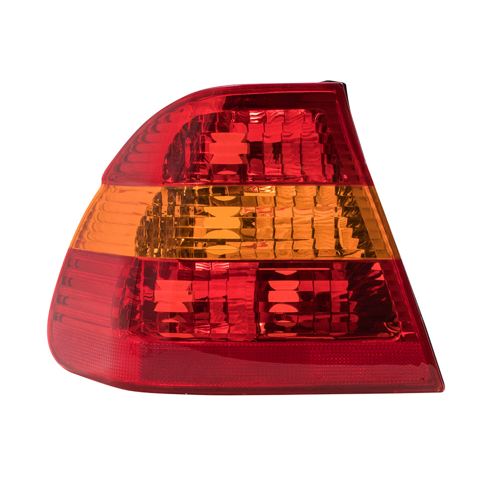 Brock Replacement Passengers Taillight Tail Lamp with Red & Amber Lens Compatible with 02-05 3 Series 63216946534
