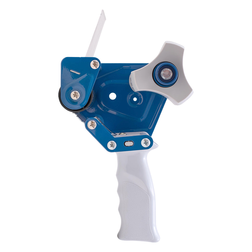 3" Tape Holder Dispenser Gun Heavy Duty w/ Metal Cutter Adjustable Tension & Metal Anti-Reversing Plate for Ship Storage Warehouse Retail