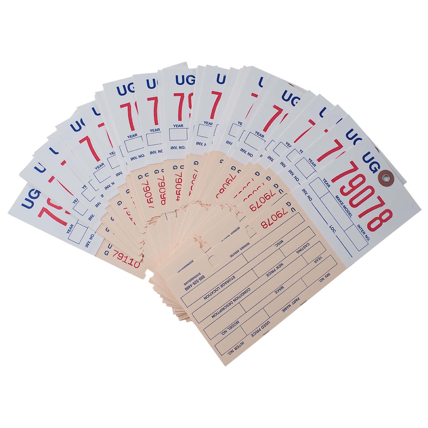 Brock 2-Part Notched Inventory Tags Polyart & Manila Card Stock - 8 1/4 Inch By 3 Inch - With Reinforced Metal Eyelet - Includes Wire-Brock Ballpoint Pen-Brockmark Marker - 1000 Tags/Box