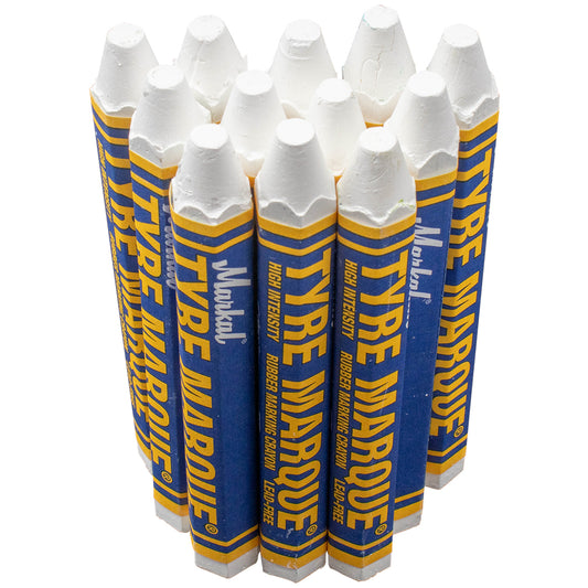 12 Pc Set White Markal Tyre Marque Crayons Bright Smear Resistant Cold Wet Oily Marks Metal Rubber Glass for Auto Tire