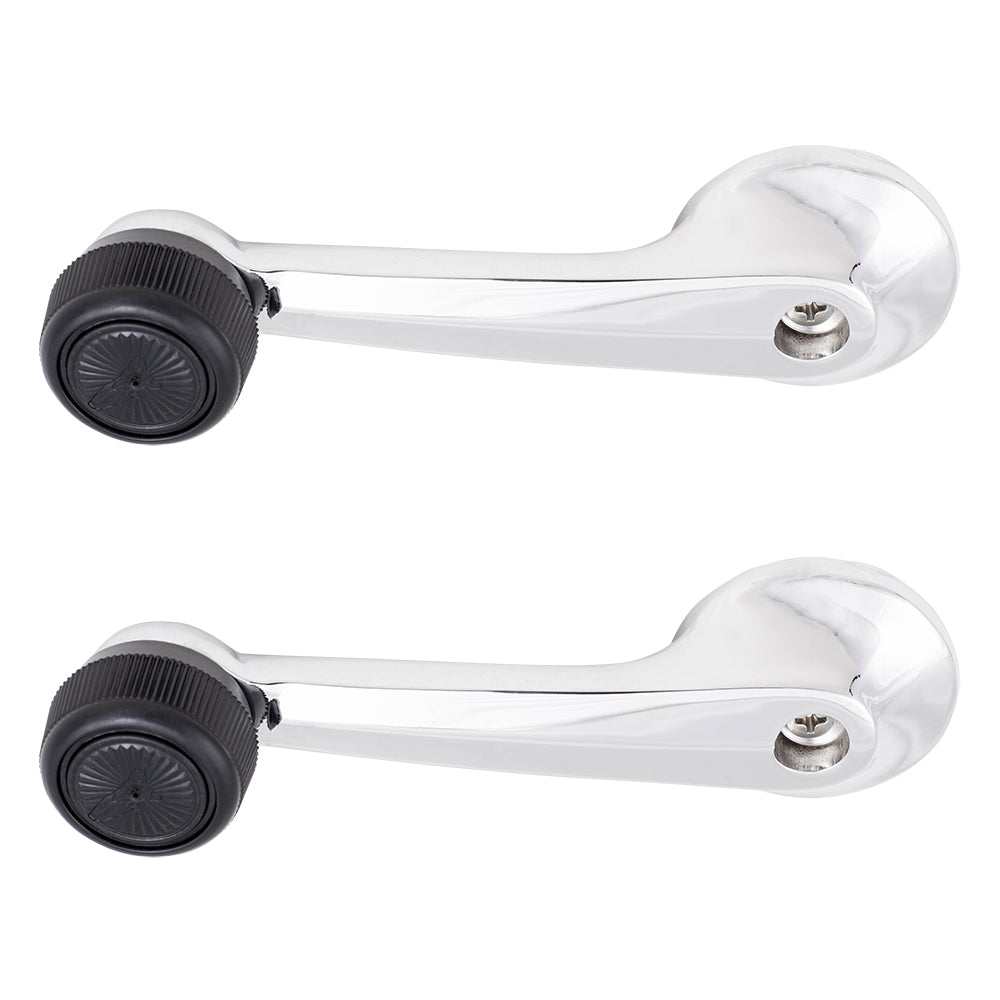 79-93 Ford Mustang Manual Front Set Window Crank Chrome Handles w/ Black Knob