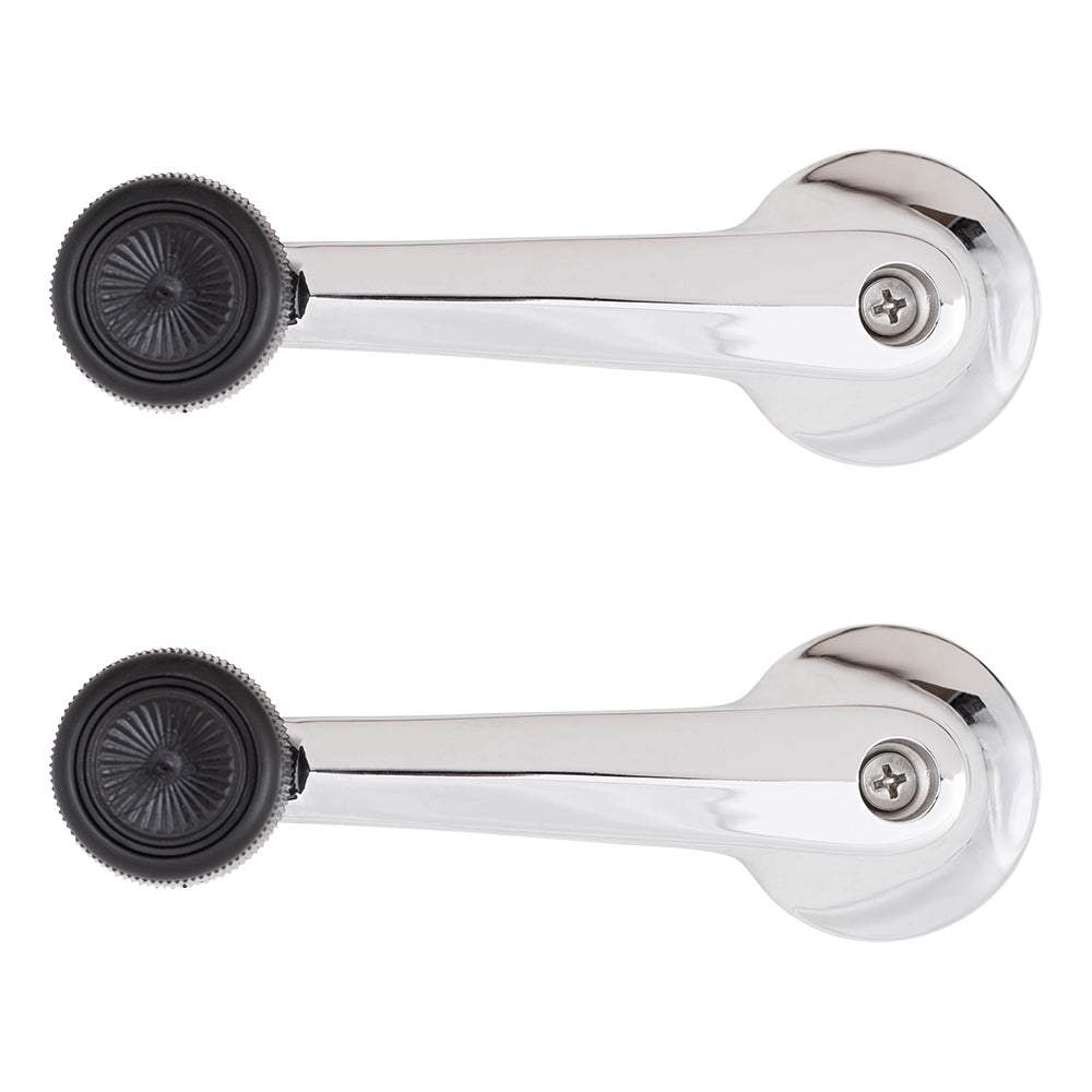 79-93 Ford Mustang Manual Front Set Window Crank Chrome Handles w/ Black Knob