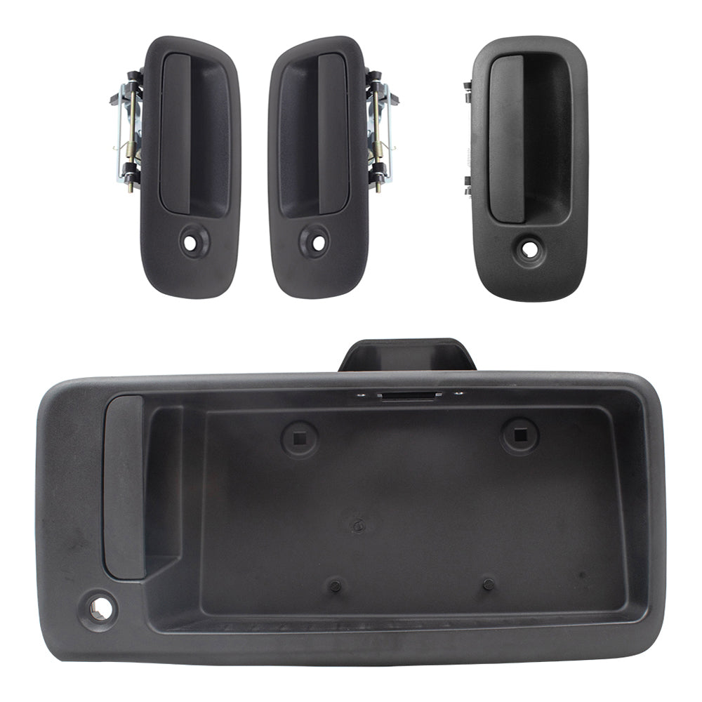 Brock Aftermarket Replacement Front-Side Hinged-Back Outside Door Handle 4 Piece Set Compatible With 2010-2022 Chevy Express