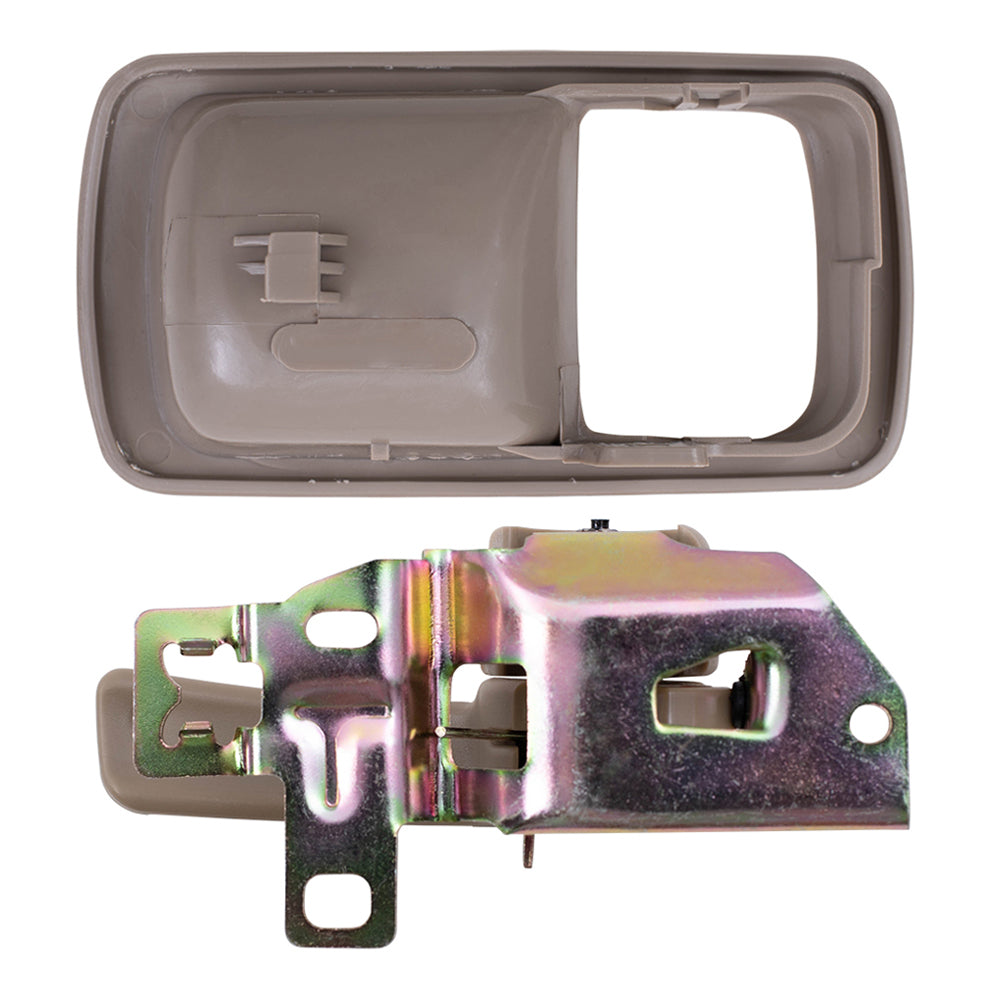 Brock Replacement Drivers Inside Door Handle with Bezel Beige Compatible with 92-96 Camry