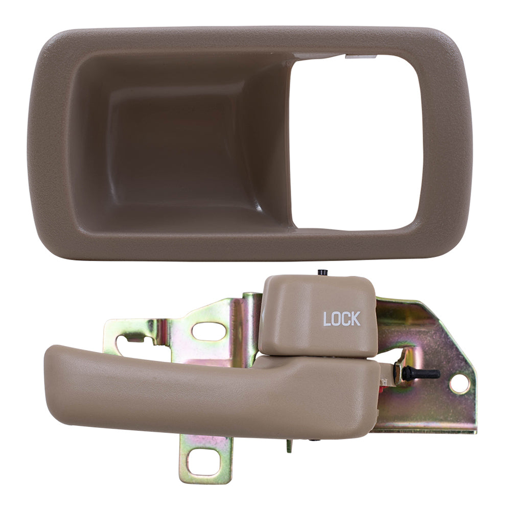 Brock Replacement Passengers Inside Door Handle with Bezel Beige Compatible with 92-96 Camry
