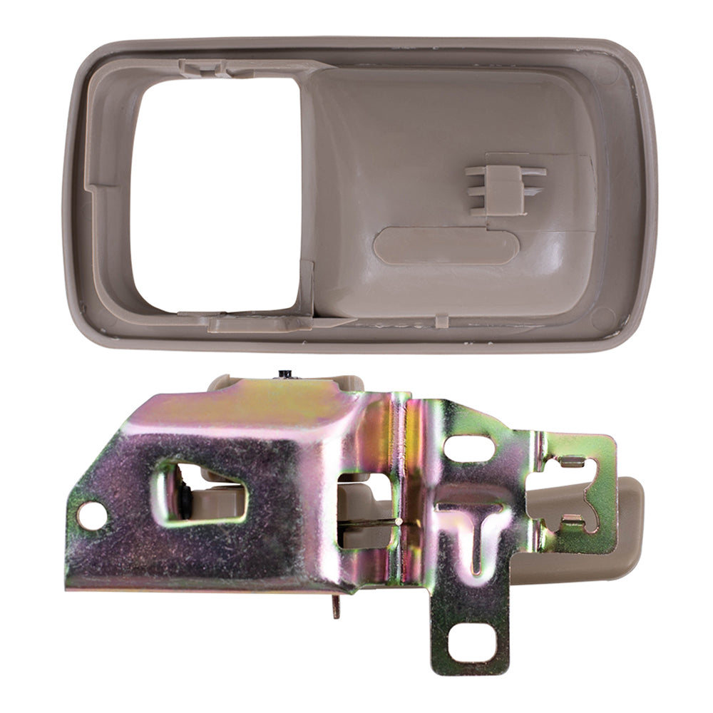 Brock Replacement Passengers Inside Door Handle with Bezel Beige Compatible with 92-96 Camry