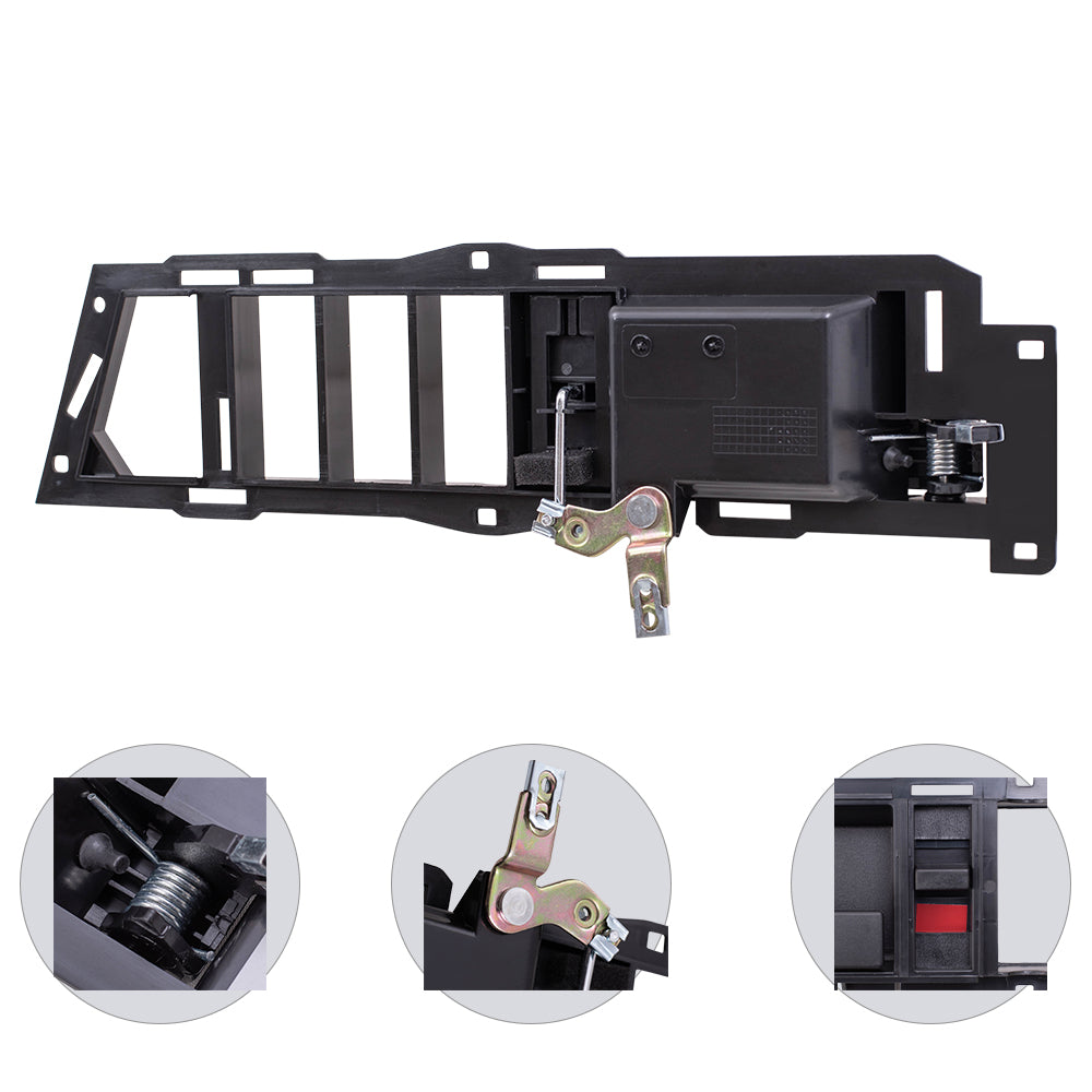 Brock Replacement Driver Left Passenger Right Inside Door Handle With Black Base/Black Lever With Window & Lock Switches 7 Piece Set Compatible With 1990-1994 GM C/K Pickup