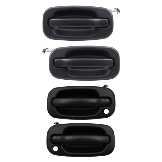 Brock Replacement 4 Piece Set Front and Rear Outside Textured Door Handles Compatible with 99-06 Silverado Sierra Pickup Truck 15034985 15034986 15150735 15034986