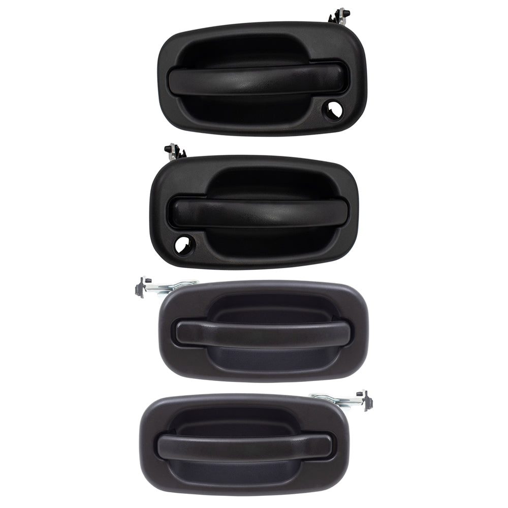 Brock Replacement 4 Piece Set Front and Rear Outside Textured Door Handles Compatible with 99-06 Silverado Sierra Pickup Truck 15034985 15034986 15150735 15034986