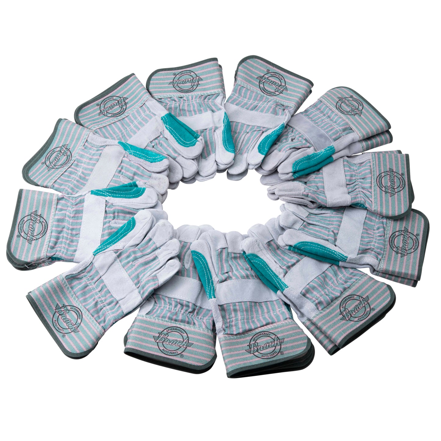 Brock 12 Pairs 1 Dozen Heavy Material Work Safety Gloves Double Layer Leather Split Palm for Auto Warehouse Industrial Gardening General Purpose