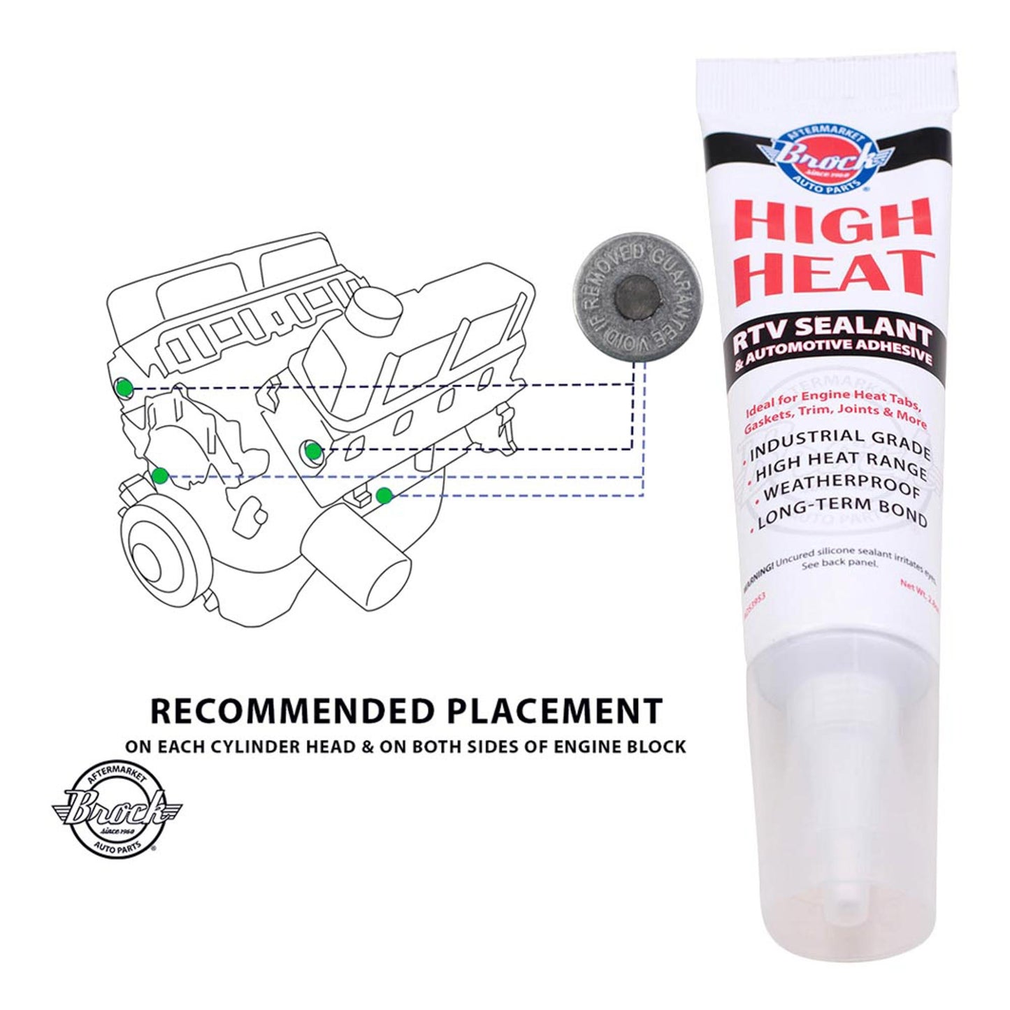 Brock Gasoline/Petrol Engine Heat Tabs with High Heat Adhesive - Guaranteed Accurate - Center Melts At Approximately 260F/126C -100 Heat Tabs Per Tube