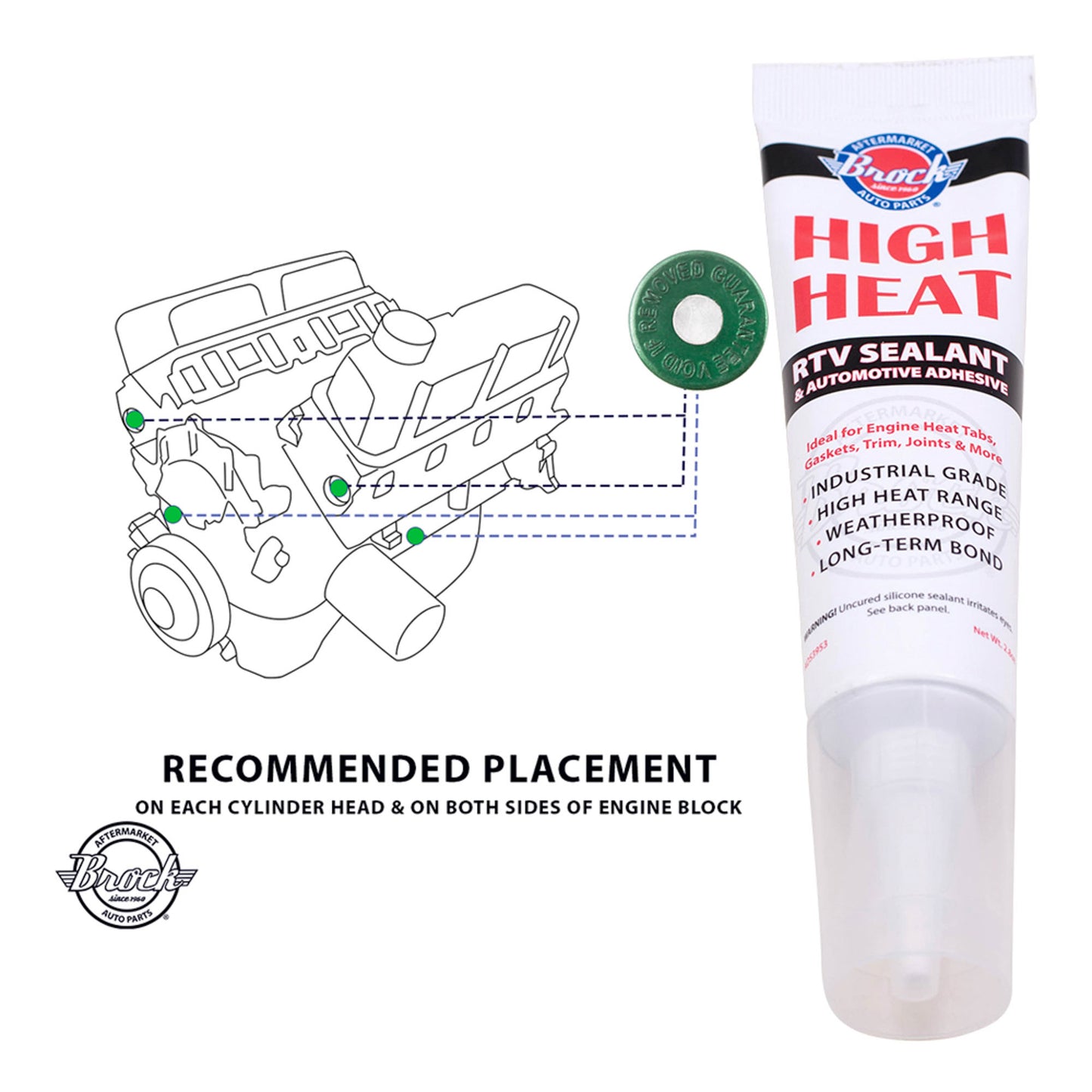 Brock Diesel Engine Heat Tabs with High Heat Adhesive - Guaranteed Accurate - Center Melts At 240-250F/115-121C - 100 Heat Tabs Per Tube