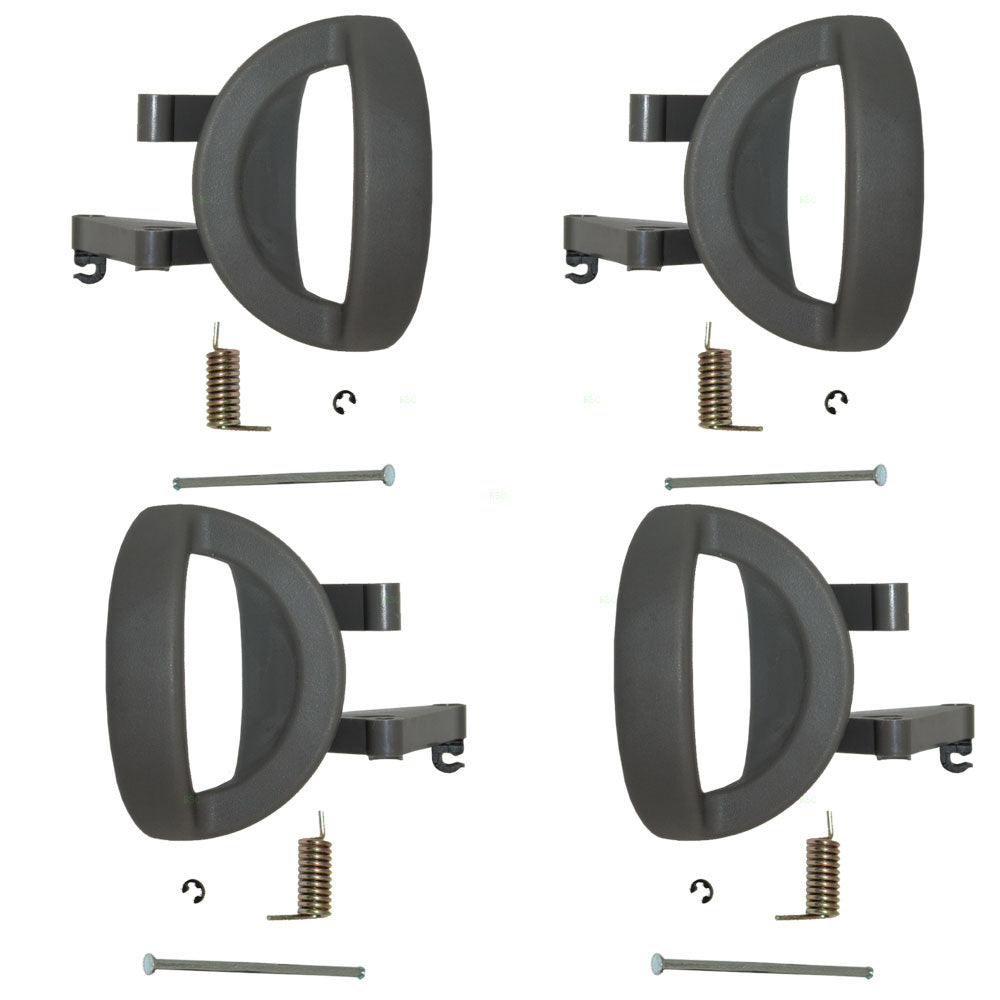 Brock Replacement 4 Piece Set of Inside Interior Door Handle Gray Levers with Hardware Repair Kits Compatible with 06-10 Commander 05-07 Liberty SUV