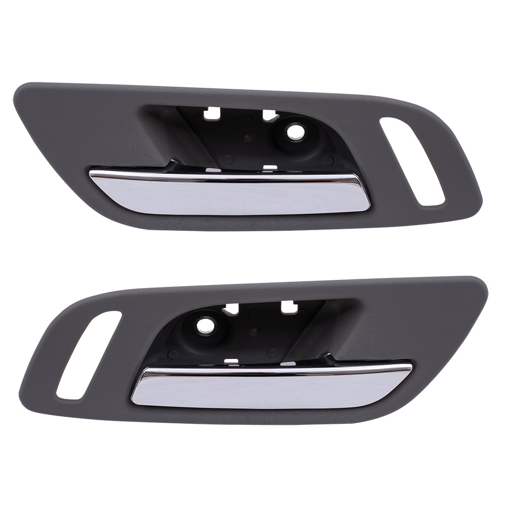 Brock Replacement Driver & Passenger Front Inside Door Handles Chrome Lever Titanium Housing Compatible with Silverado Sierra Escalade Suburban Tahoe Yukon 15935952 15935956