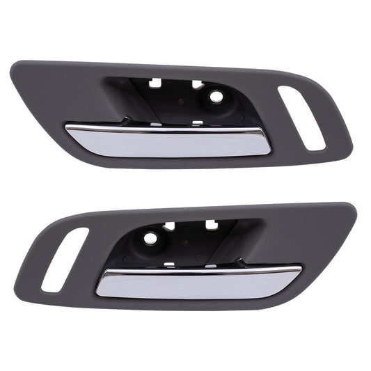 Brock Replacement Driver & Passenger Front Inside Door Handles Chrome Lever Titanium Housing Compatible with Silverado Sierra Escalade Suburban Tahoe Yukon 15935952 15935956
