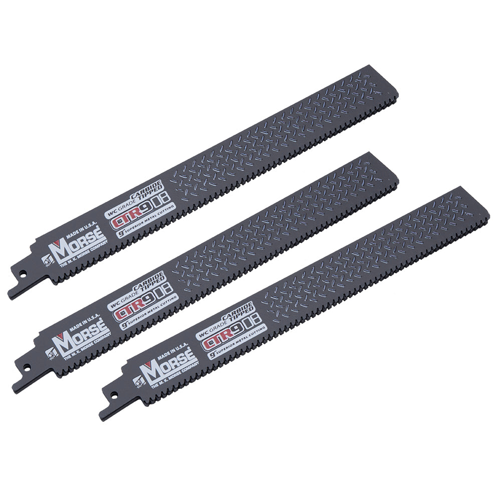 MK Morse CTR908MC15 Carbide Tipped Reciprocating Saw Blade For Thick Metal (3/16 Inch to 1/2 Inch) 9 Inch x 1 Inch x 0.050 Inch 8 TPI 15 Pack