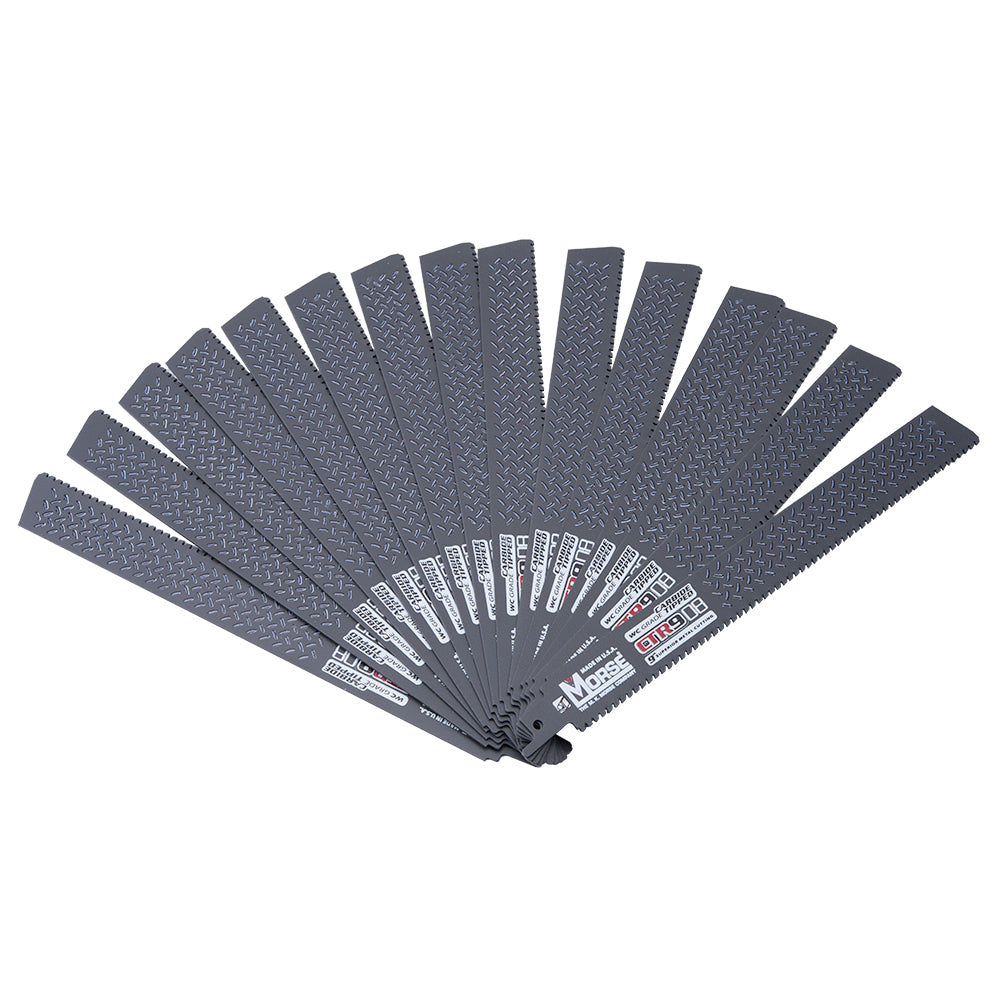 MK Morse CTR908MC15 Carbide Tipped Reciprocating Saw Blade For Thick Metal (3/16 Inch to 1/2 Inch) 9 Inch x 1 Inch x 0.050 Inch 8 TPI 15 Pack