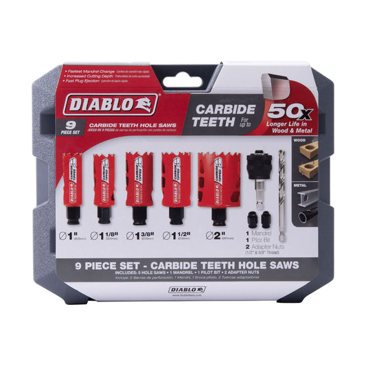 Diablo DHS09SGPCT General Purpose Carbide Teeth Hole Saw 9 Piece Set
