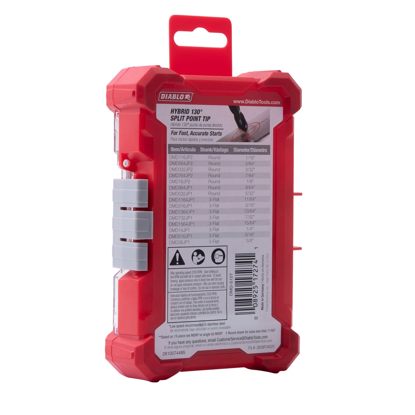 Diablo DMD-S15T Metal Demon Drill Bits Set for Mild, Hardened and Stainless Steels 15 Piece Set