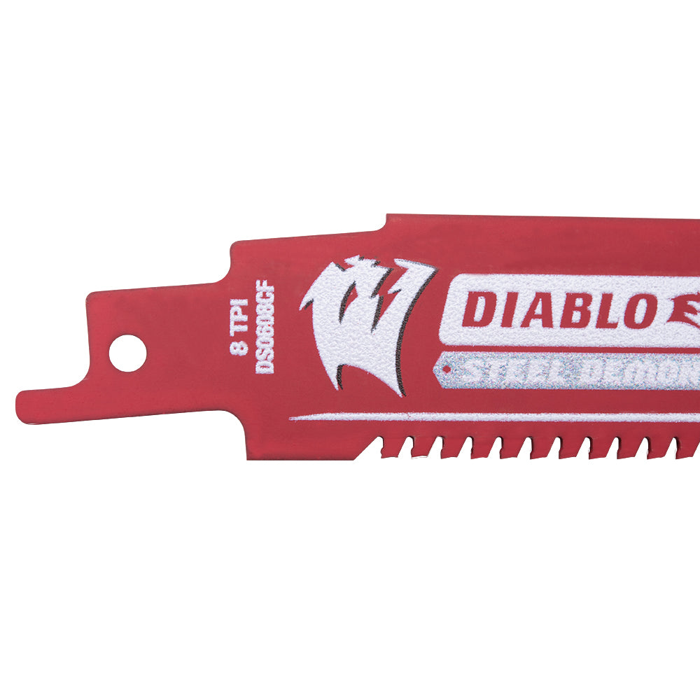 Diablo Steel Demon Carbide Reciprocating Saw Blade For Thick Metal (3/16 Inch to 9/16 Inch) For Boron Steel-Ultra High Strength Steel-Stainless Steel-Cast Iron 6 Inch by 1 Inch 8 TPI 10 Pack