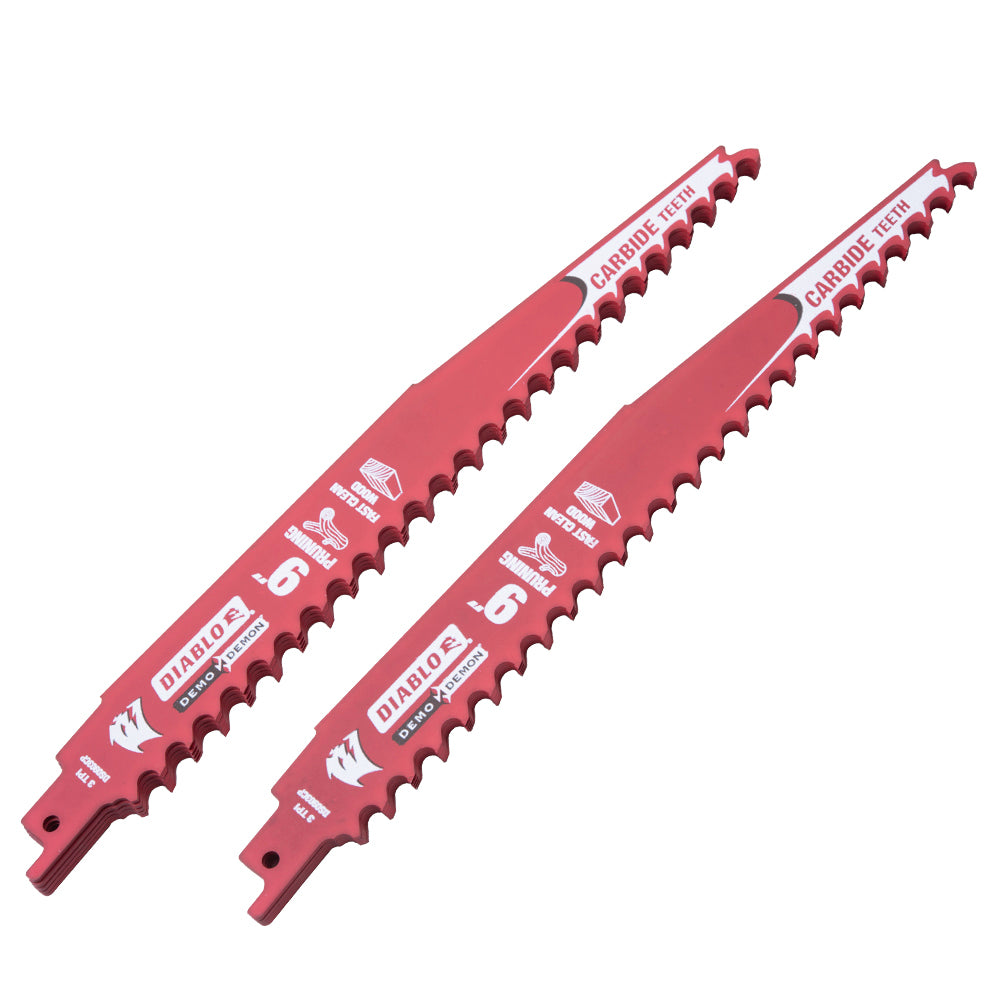 Diablo Demo Demon Carbide Tipped Reciprocating Saw Blade For Pruning And Clean Wood - 9 Inch 3 TPI 10 Pack