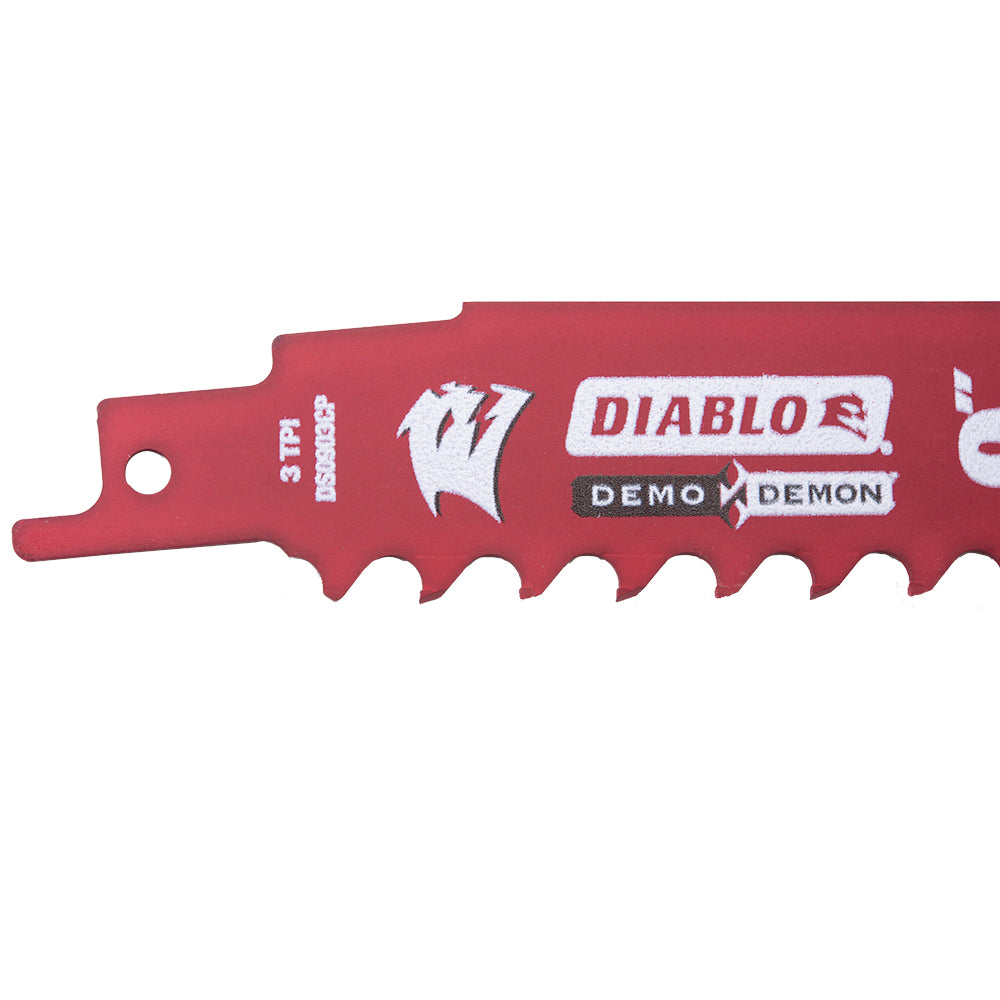 Diablo Demo Demon Carbide Tipped Reciprocating Saw Blade For Pruning And Clean Wood - 9 Inch 3 TPI 10 Pack