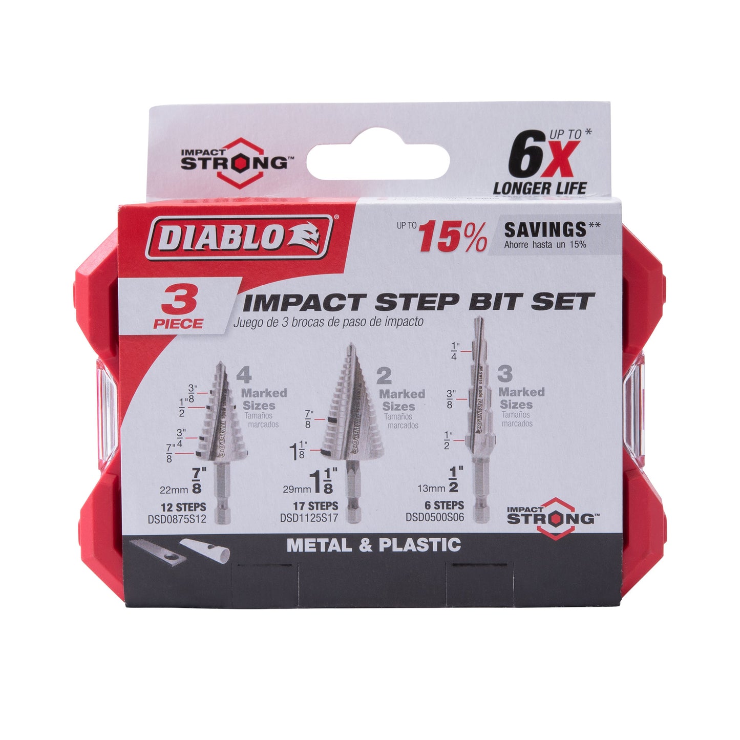 Diablo DSDS003 Impact Step Drill Bits For Metal Less Than 1/8 Inch 3 Piece Set